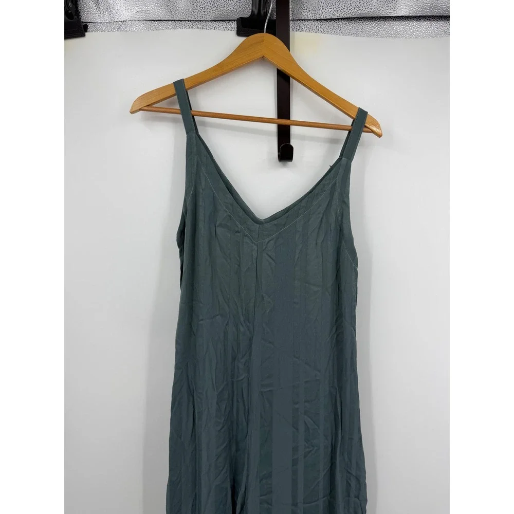 LACAUSA Siena sage Jumpsuit Women S Blue Striped Wide Leg V-Neck Rayon LA20086